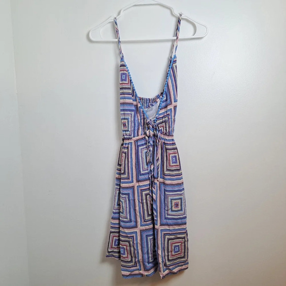 Wild Fable White Purple Geometric Babydoll Fit & Flare Mini Dress Size Medium - Picture 2 of 6